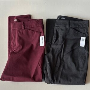 NWT Old Navy High Rise Pixie Skinny Pants 12 Petite Charcoal Grey and Maroon